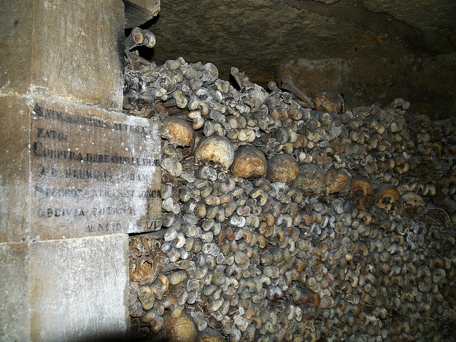 Ossements dans les catacombes de Paris